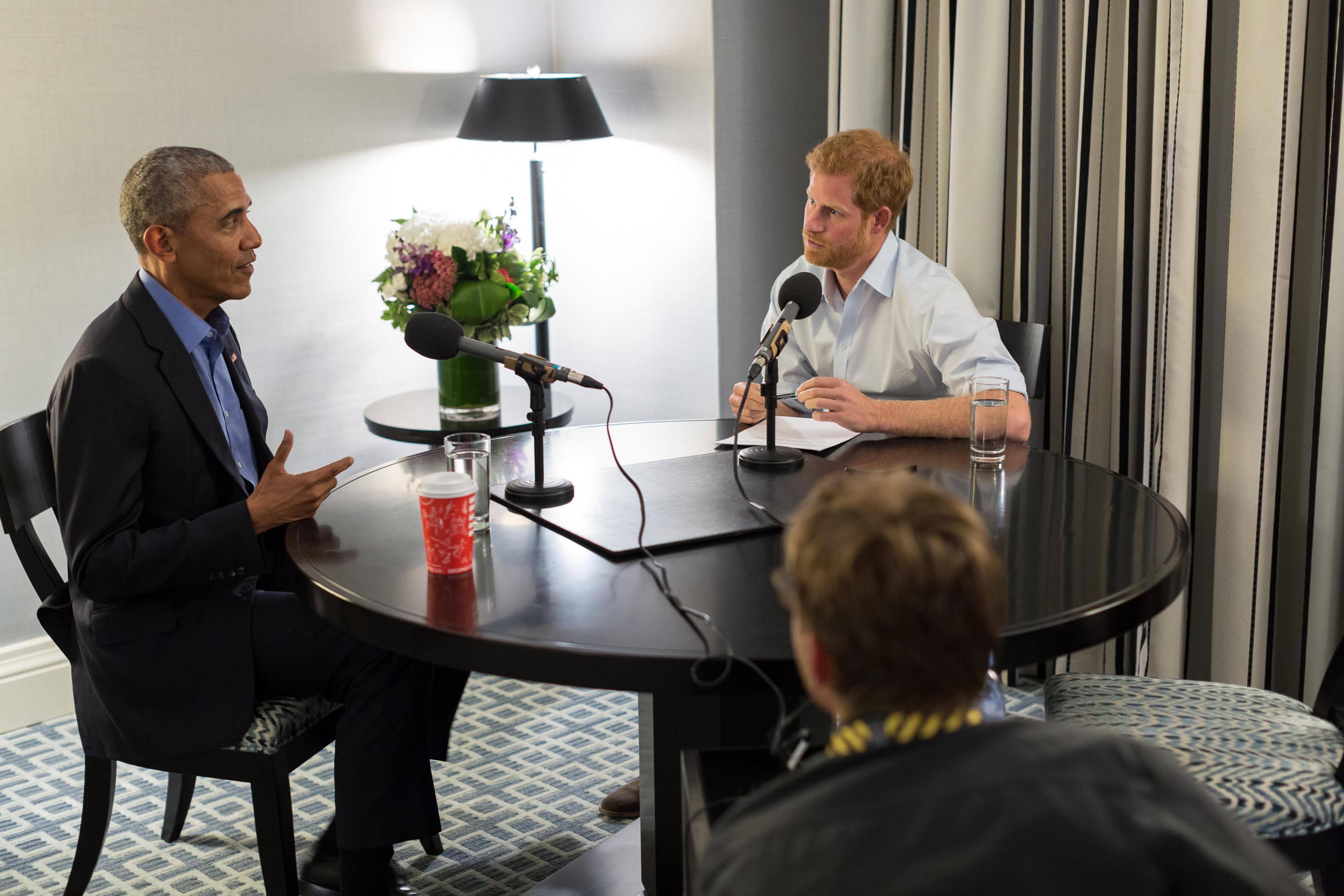 Prince Harry interviews former US President Barack Obama as