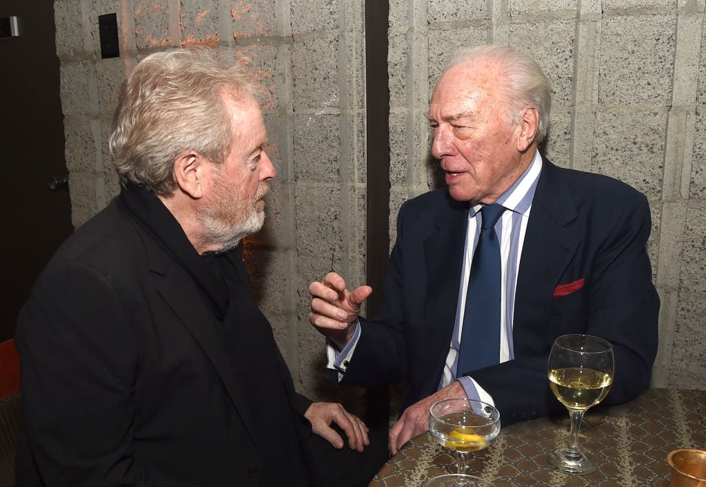 Director Ridley Scott (L) and actor Christopher Plummer at the after party for the premiere of All the Money in The World Director Ridley Scott (L) and actor Christopher Plummer at the after party for the premiere of All the Money in The World