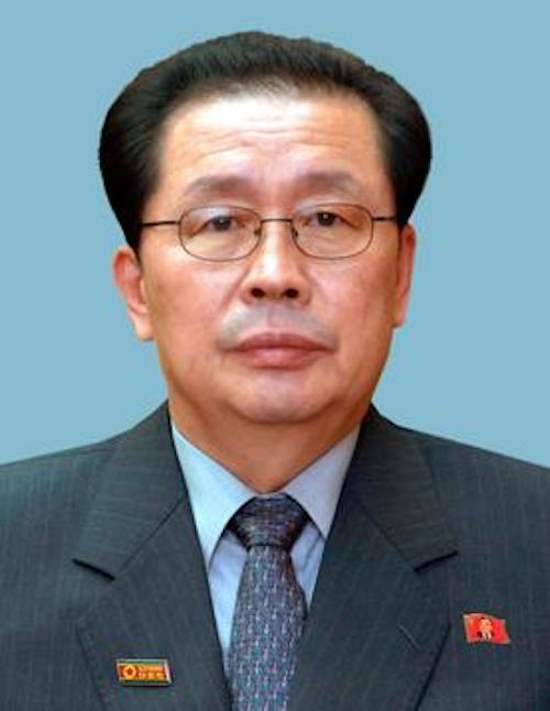 Jang Song Thaek in front of a blue background. 
