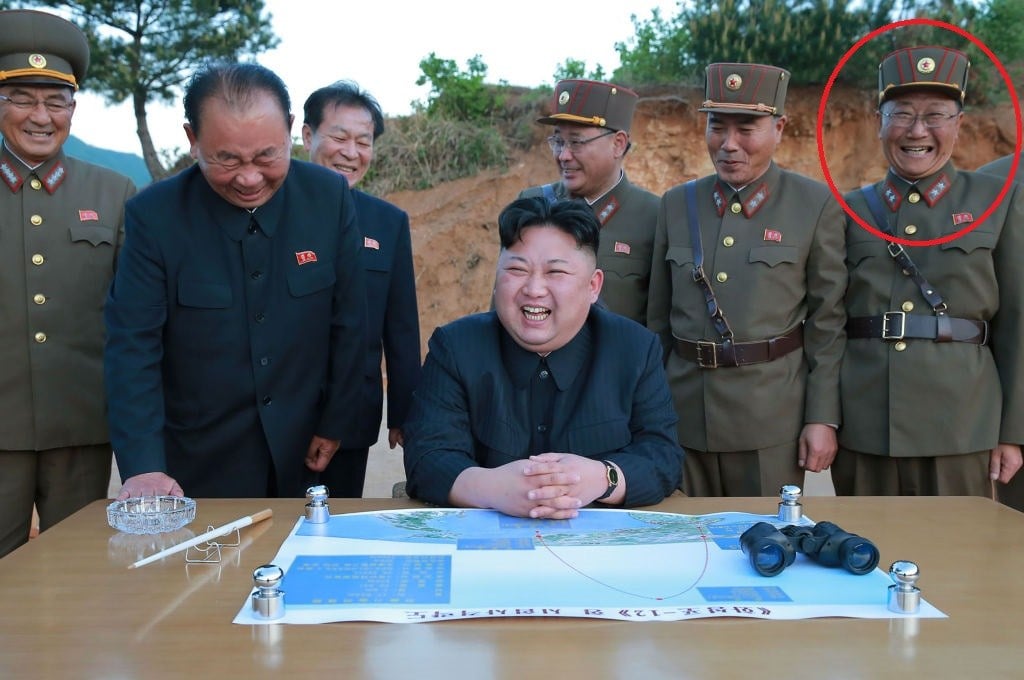 North Korean officials with Jon Il Ho circled
