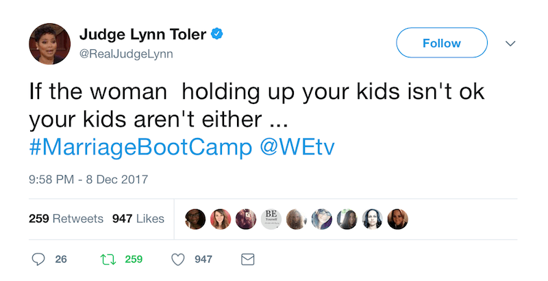Judge Lynn Toler tweet. Judge Lynn Toler tweet.