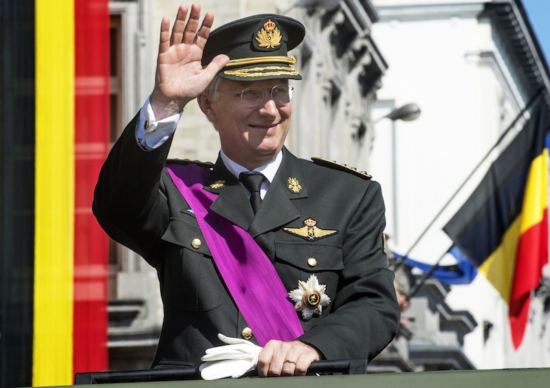 King Albert II waving from a balcony. King Albert II waving from a balcony.