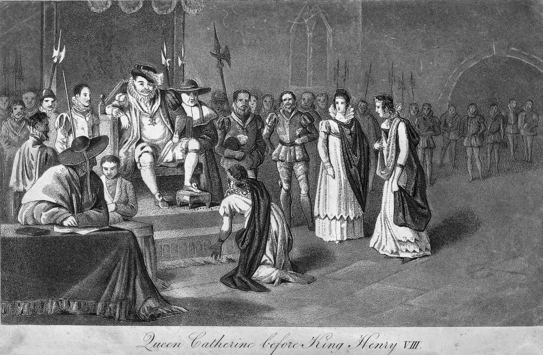 Drawing of King Henry VIII and Queen Catherine