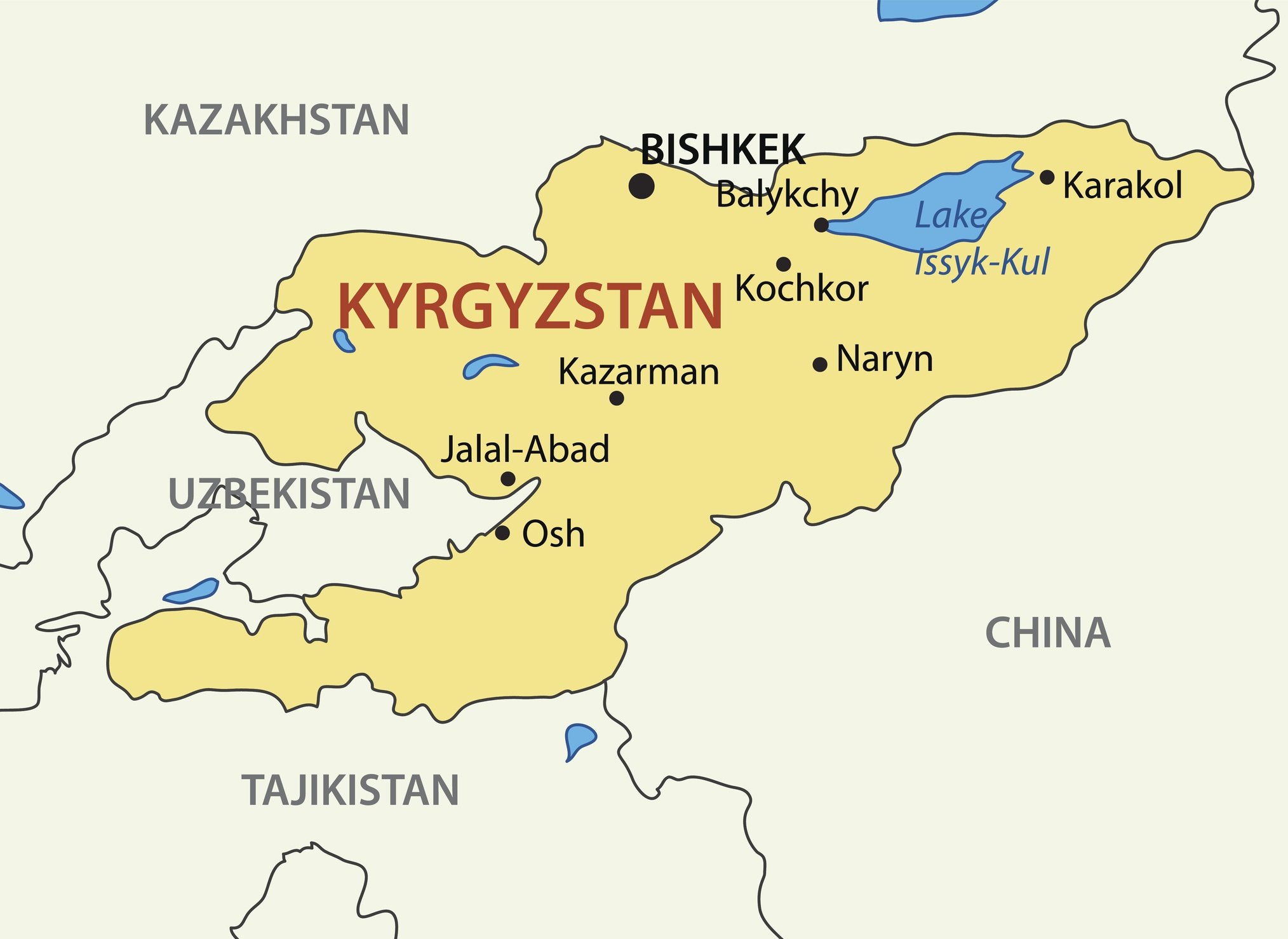 Kyrgyz Republic - Kyrgyzstan - vector map