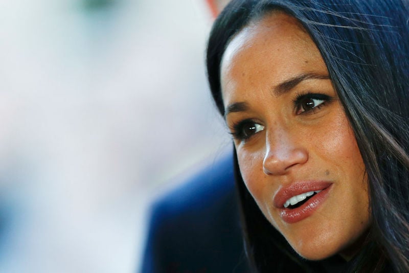 A close up of Meghan Markle's face