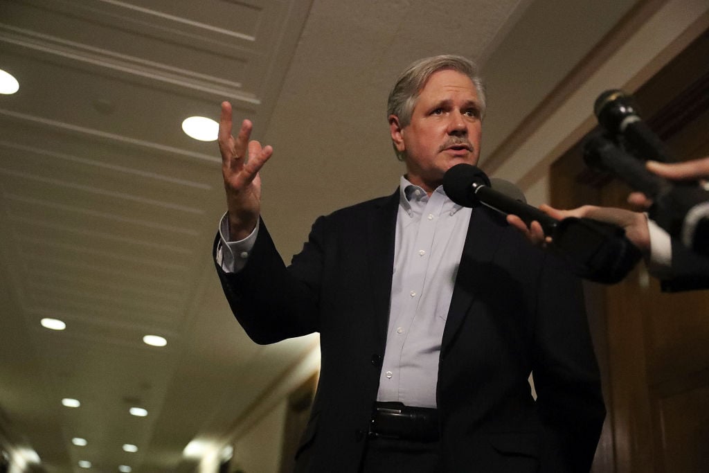 Mike Pence Meets With Senate Health Care Bill Holdouts On Capitol Hil1 Sen. John Hoeven (R-ND) speaks to reporters after attending a healthcare bill meeting