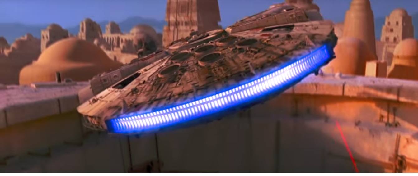 The rear end of the Millennium Falcon The rear end of the Millennium Falcon