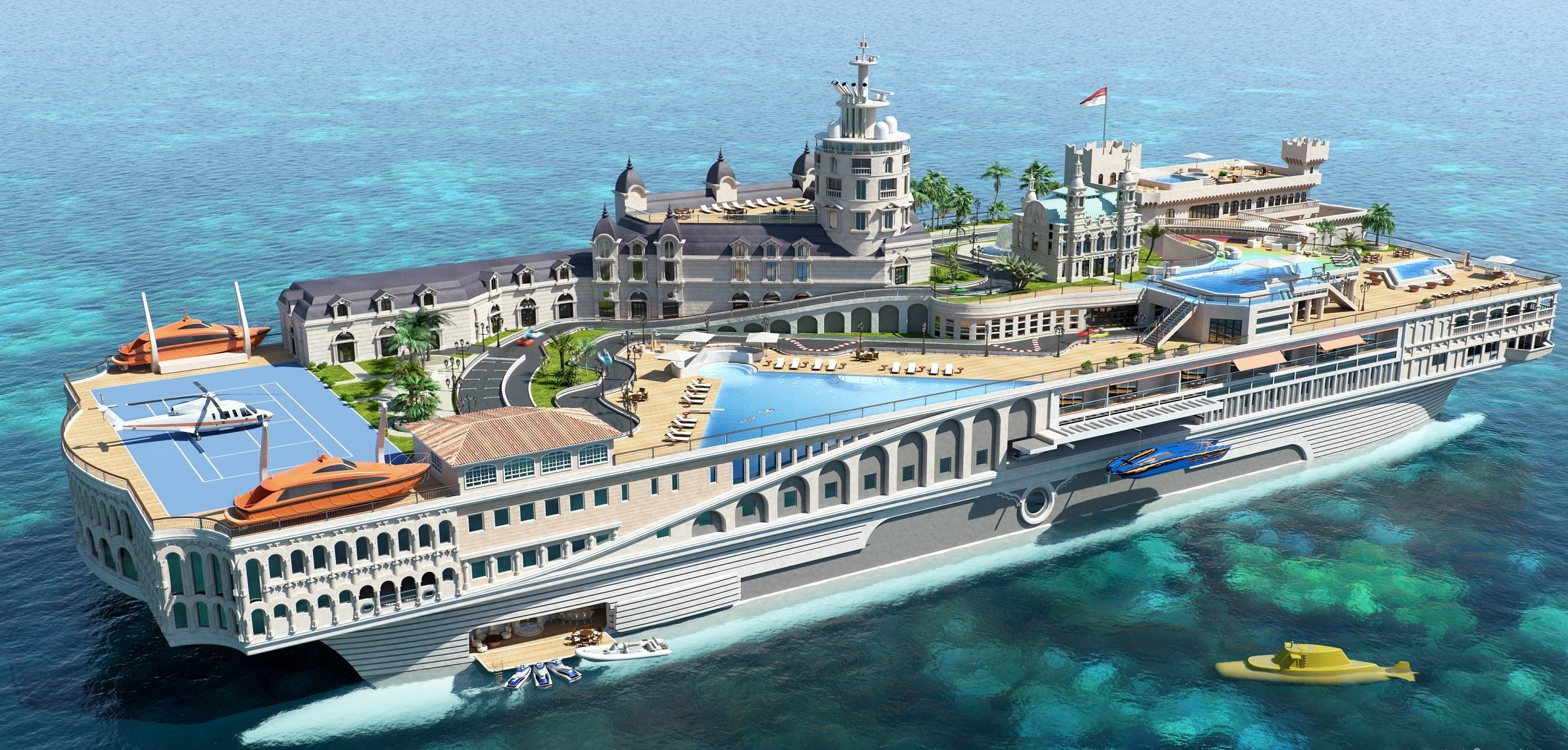 Streets of Monaco luxury yacht exterior