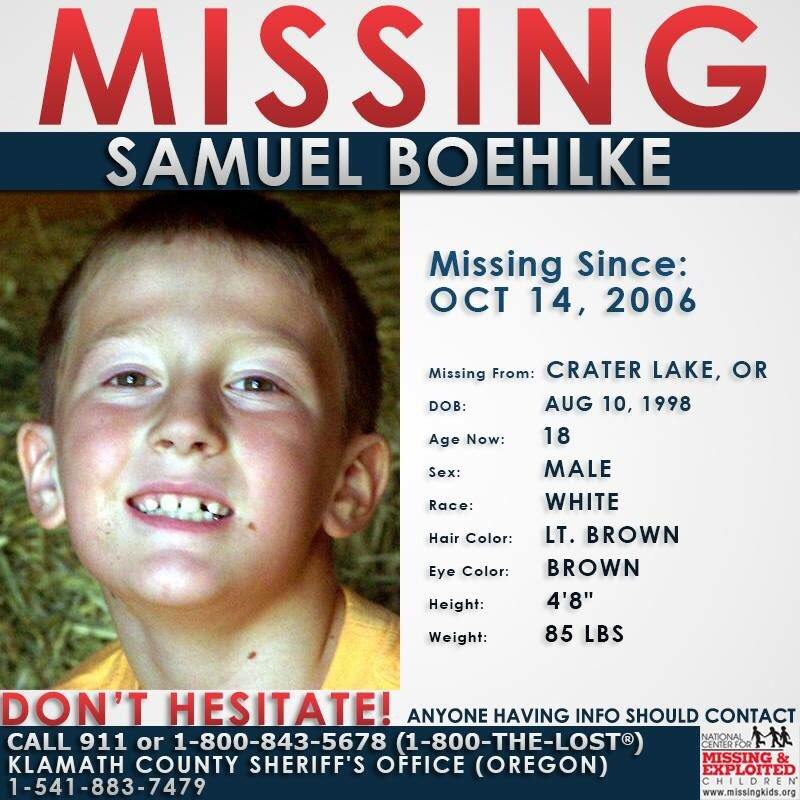 Samuel Boehlke missing child poster