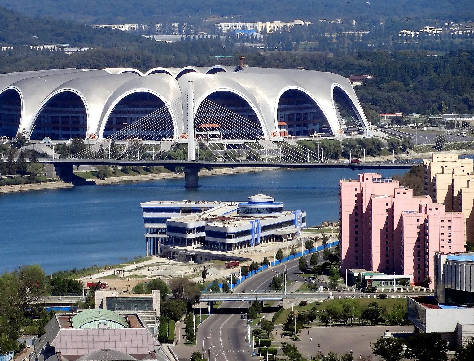 View of the Pyongyang city and Tucheto River