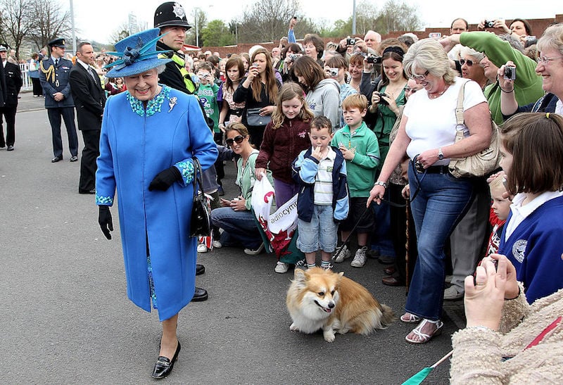 Queen Elizabeth greeting a crowd