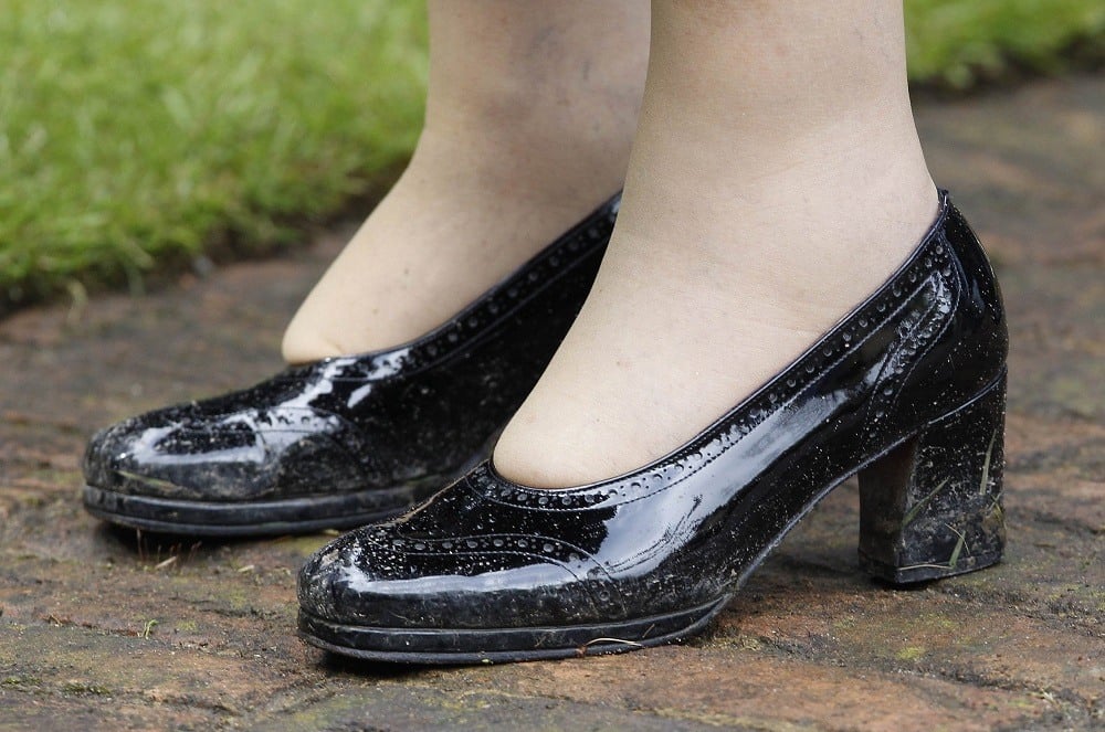 A detail of Queen Elizabeth II's shoes