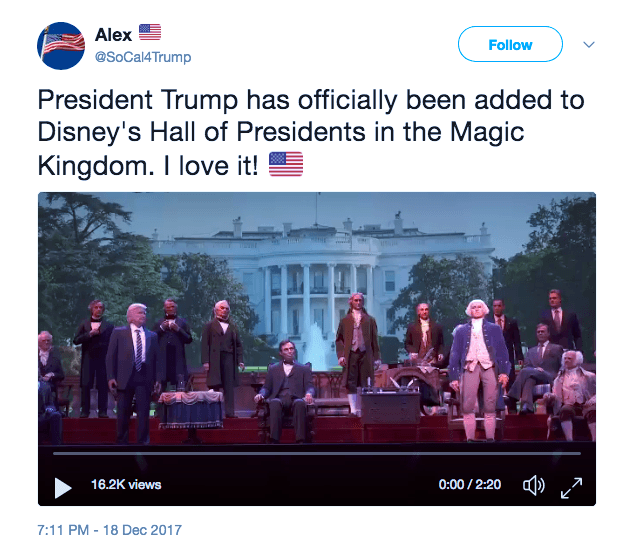 Twitter user in favor of Trump robot