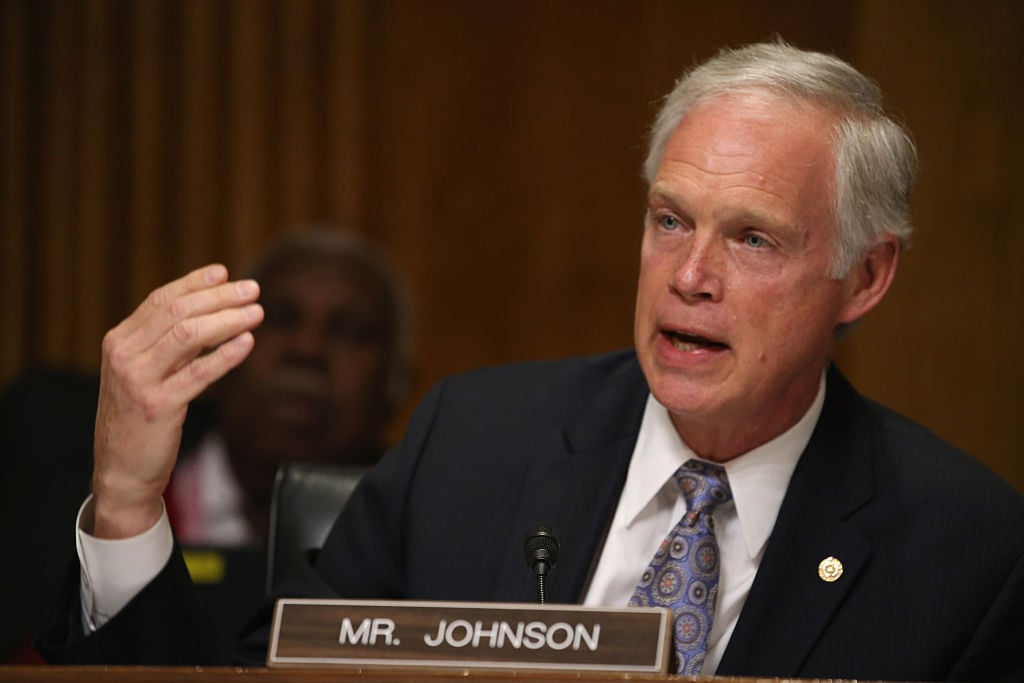 Senators Attend Foreign Relations Committee Hearing On Ukraine Sen. Ron Johnson (R-WI) participates in a Senate Foreign relations Committee hearing on Capitol Hill