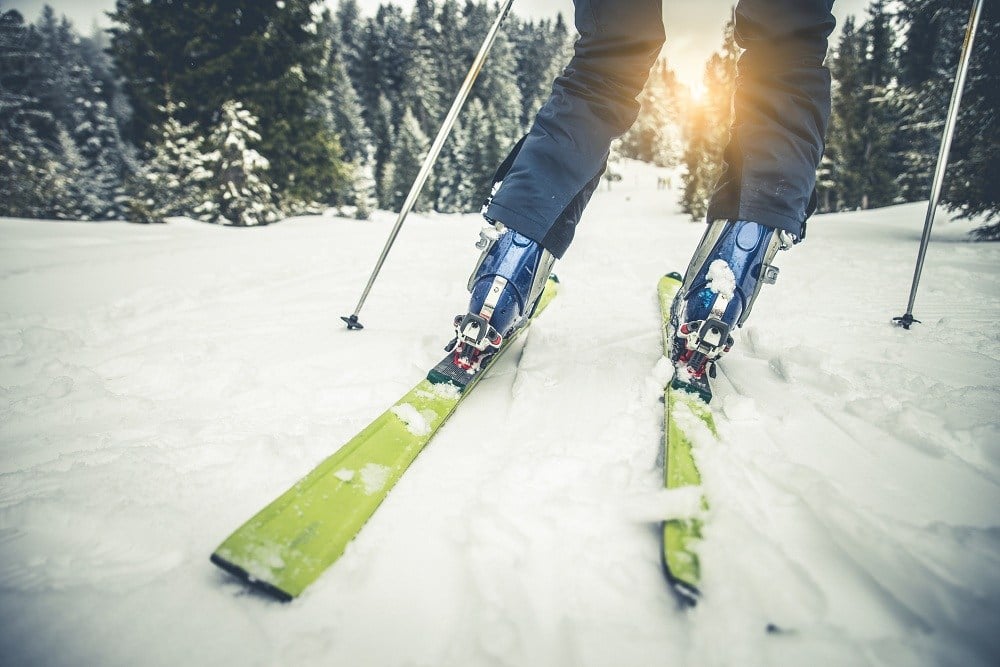 Feed of Skier on the mountain