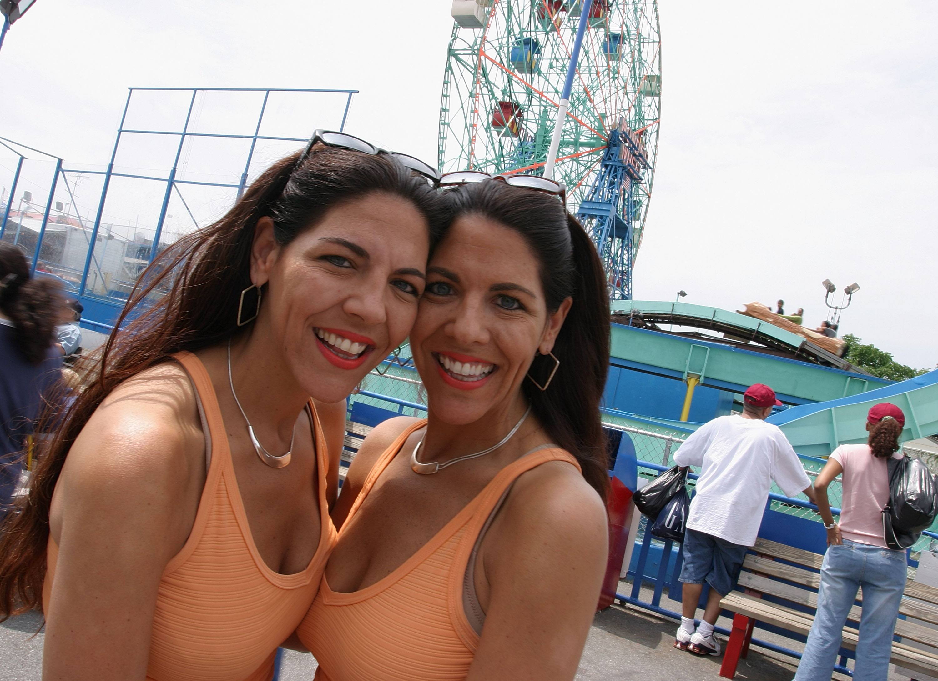 Debbie and Lisa Ganz in front of cony island