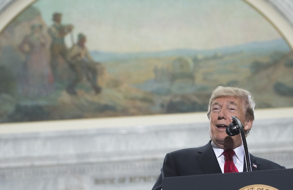 US President Donald Trump speaks prior to signing a Presidential Proclamation shrinking Bears Ears and Grand Staircase-Escalante national monuments