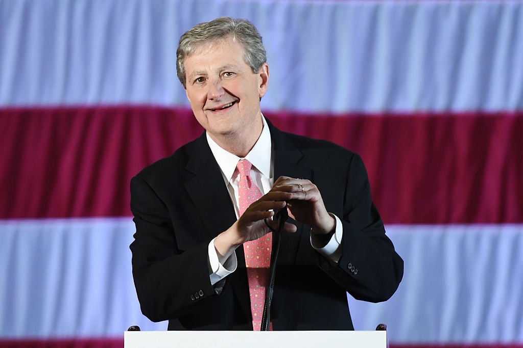 Louisiana Treasurer and Republican Senate candidate John Kennedy speaks at a get-out-the-vote rally