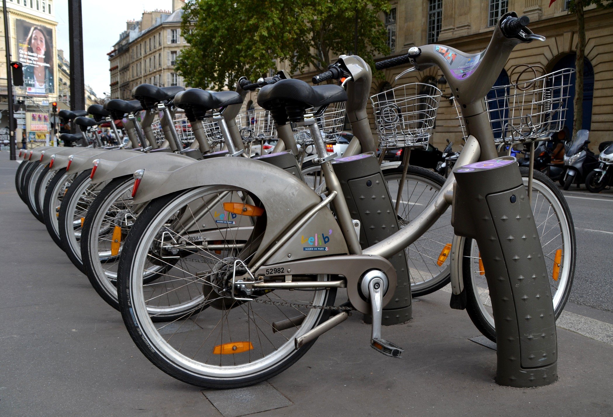 Bicycles of the Velib service in Paris