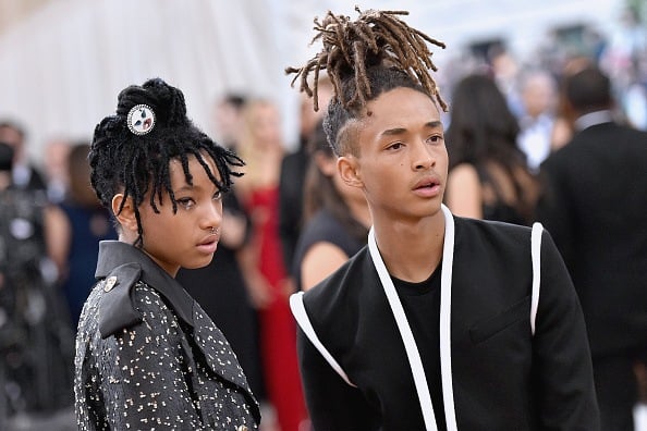 Willow Smith and Jaden Smith posing at the MET Gala. 