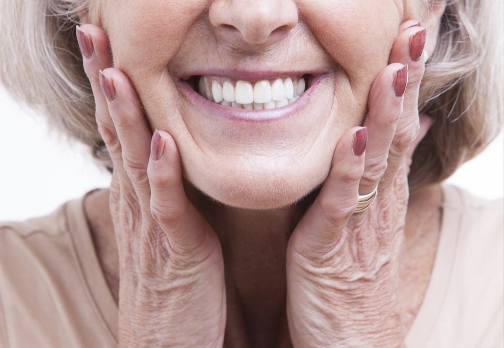 Close-up view on senior woman's face