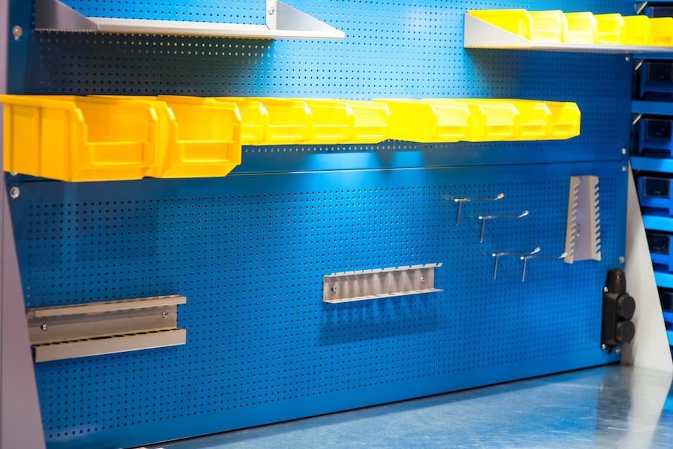Blue and yellow tool board