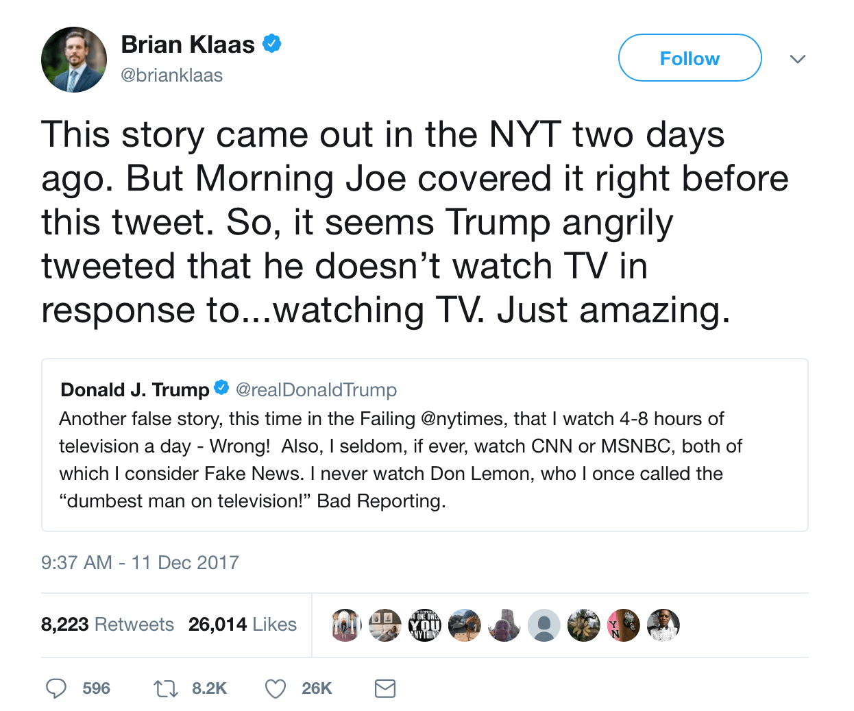 A screenshot of a tweet from Brian Klaas A screenshot of a tweet from Brian Klaas