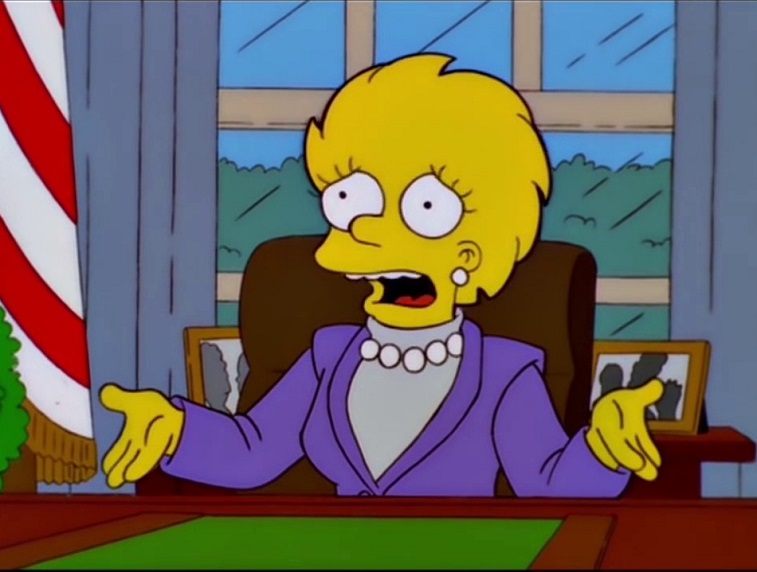 Lisa Simpson as the president in an episode on The Simpsons Lisa Simpson as the president in an episode on The Simpsons