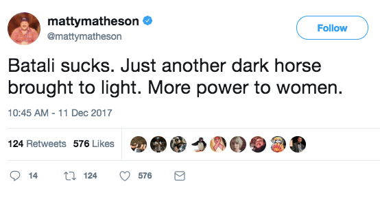 Matty Matheson does not sound surprised by the news