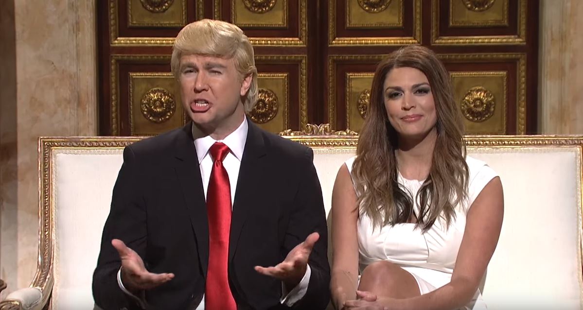 Taran Killam as Donald Trump and Cecily Strong as Melania Trump on SNL Taran Killam as Donald Trump and Cecily Strong as Melania Trump on SNL
