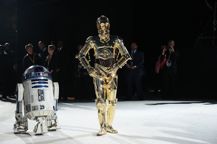 R2-D2 and C-3PO arrive on the red carpet for the world premiere of Lucasfilm's Star Wars: The Last Jedi at the Shrine Auditorium in Los Angeles, December 9, 2017. R2-D2 and C-3PO arrive on the red carpet for the world premiere of Lucasfilm's Star Wars: The Last Jedi at the Shrine Auditorium in Los Angeles, December 9, 2017.