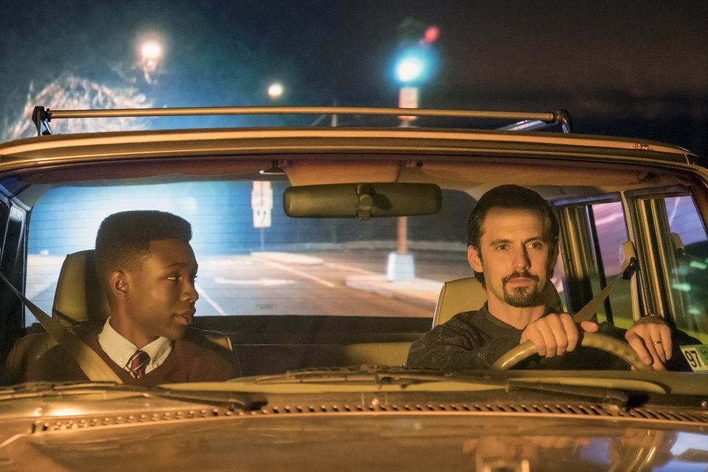Jack Pearson drives his teenage son Randall at night in a scene from Season 2 of 'This Is Us.'