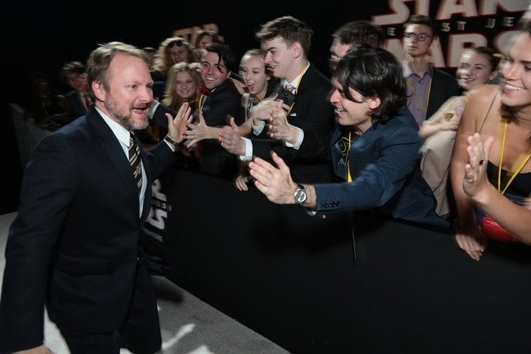 Director Rian Johnson greets fans on the red carpet for the world premiere of Lucasfilm's Star Wars: The Last Jedi at the Shrine Auditorium in Los Angeles, December 9, 2017.
