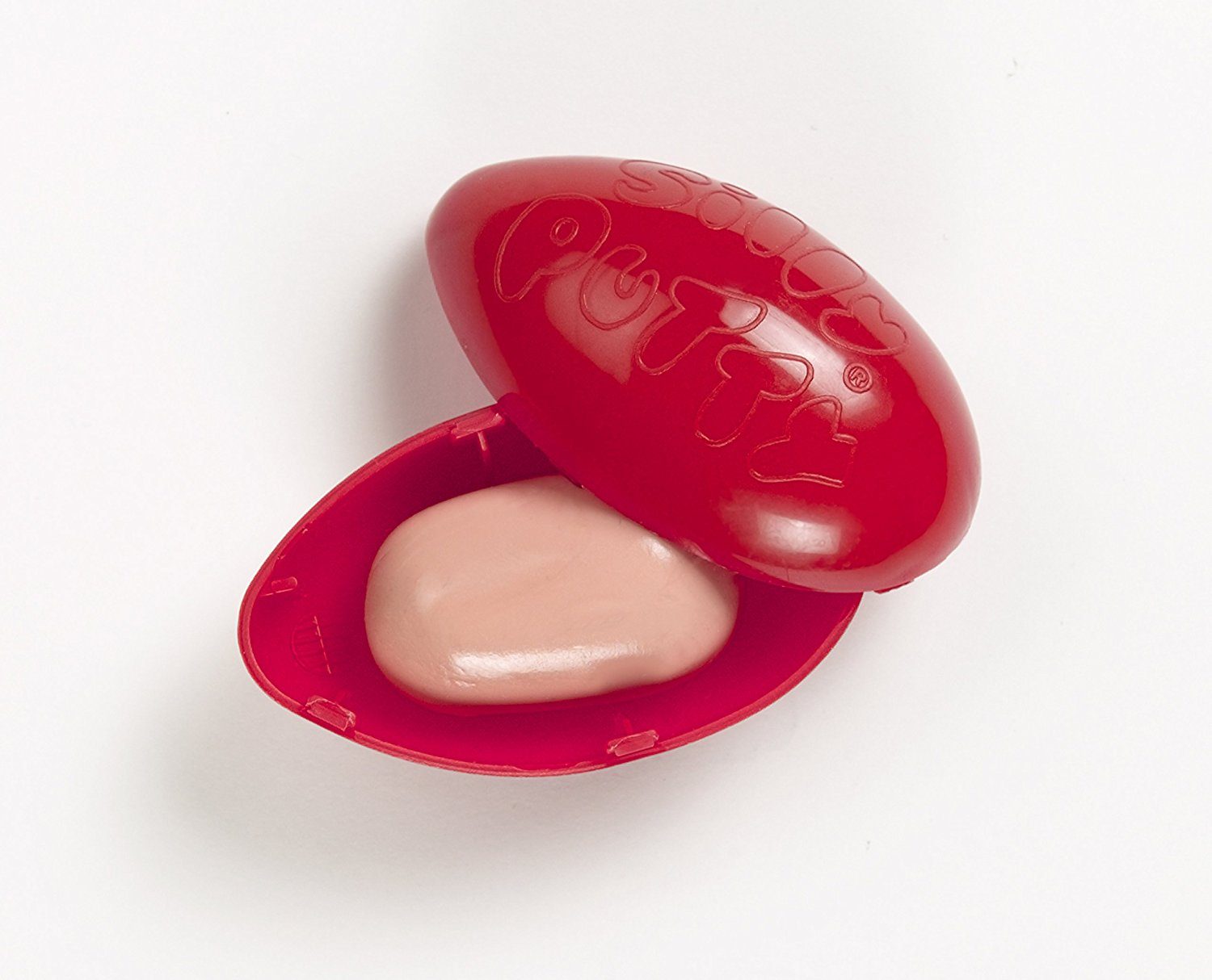 Red plastic egg with silly putty