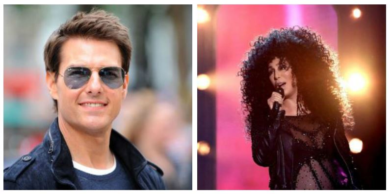A composite image of actor Tom Cruise and singer Cher
