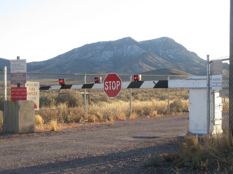 Entrance gate to top secret government Area 51.