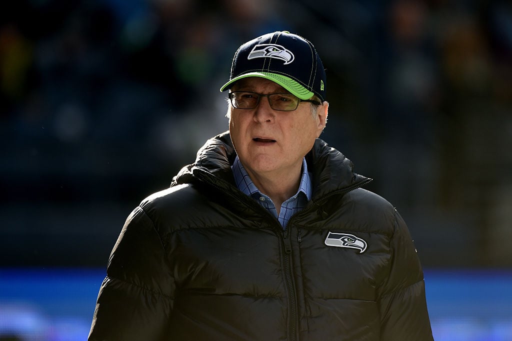 Seattle Seahawks owner Paul Allen walks on the field prior to their game