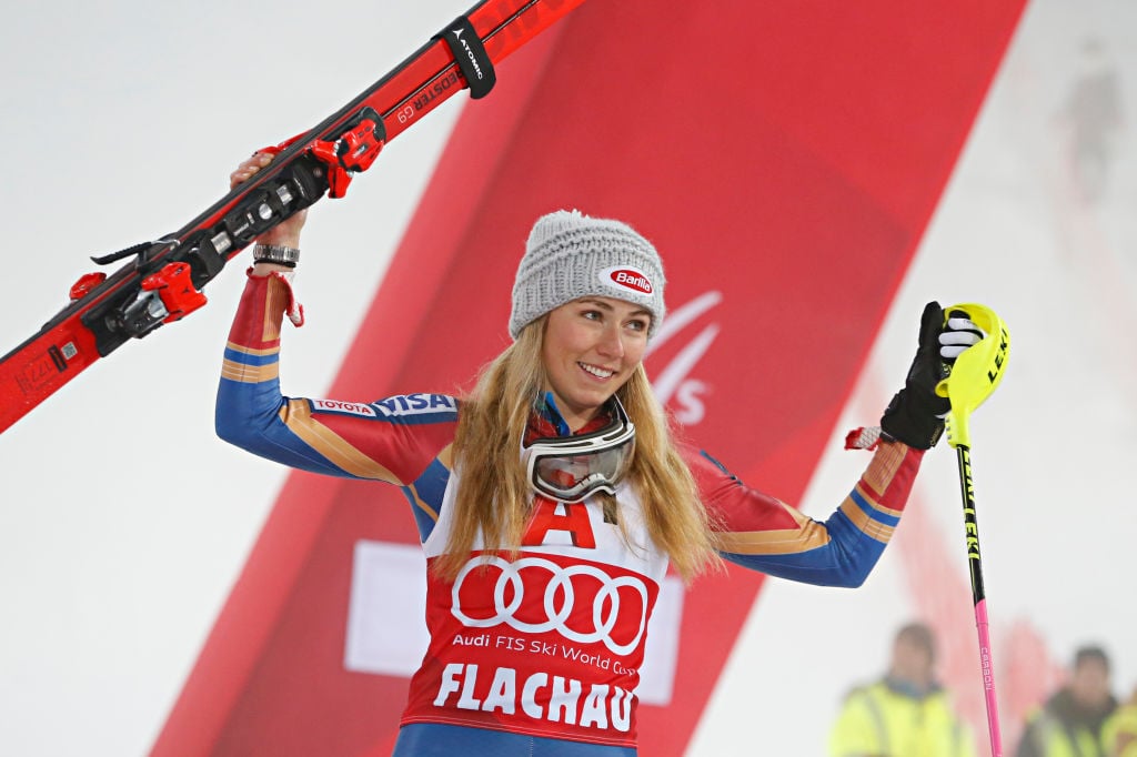 Mikaela Shiffrin of USA takes 1st place during the Audi FIS Alpine Ski World Cup Women's Slalom