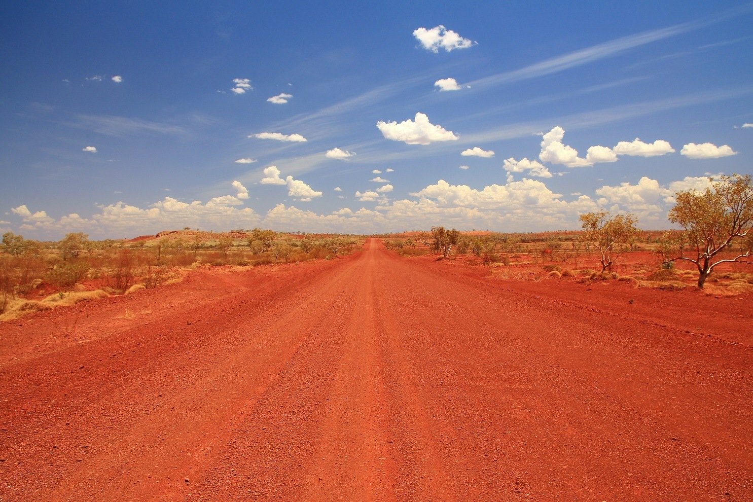 Dirt road across the Pilbara in Australian outback