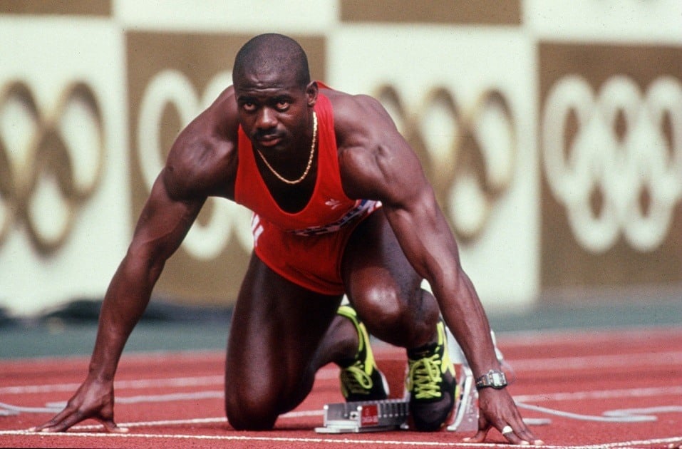 Ben Johnson Ben Johnson of Canada is set in his block prior to the start of the men''s 100M Final at the 1988 Olympic Games