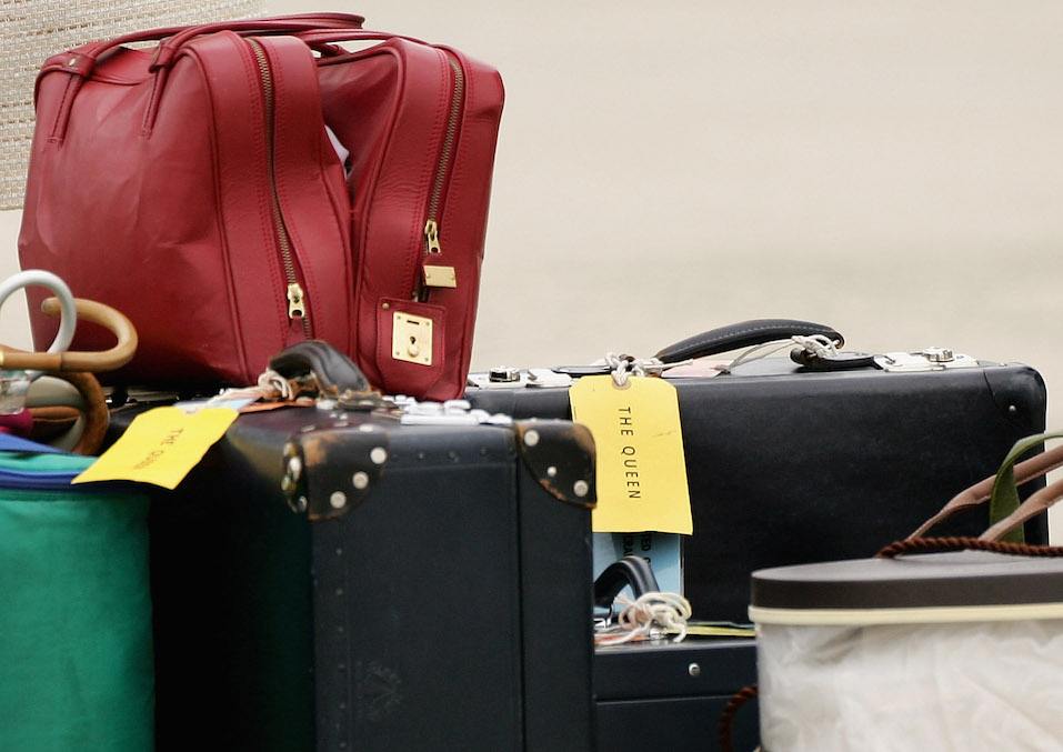 Luggage belonging to HRH Queen Elizabeth II arrives at Richmond International Airport