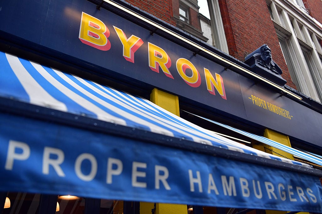 A Byron burger restaurant sign A Byron burger restaurant sign