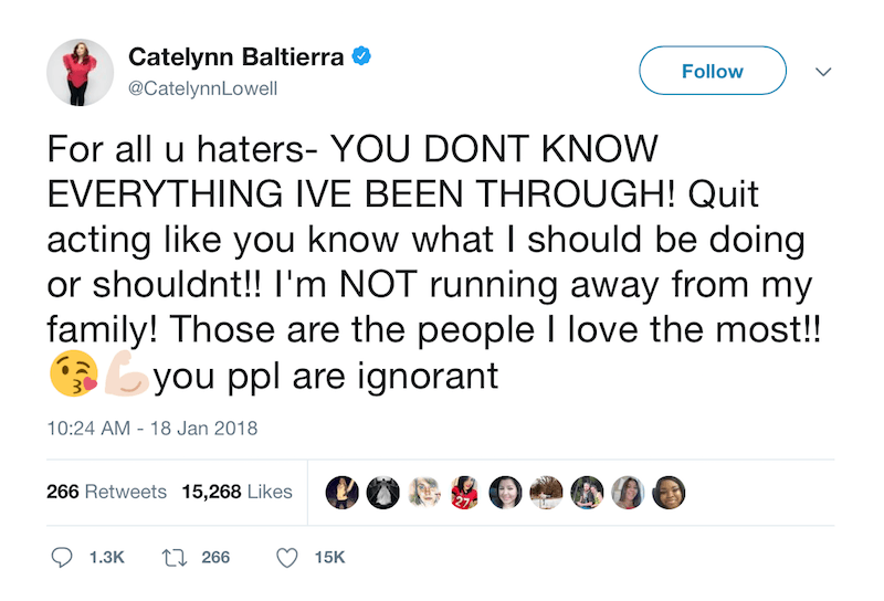 Catelynn Baltierra tweet. Catelynn Baltierra tweet.