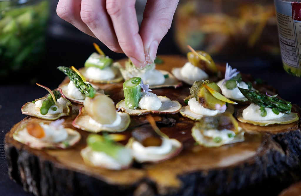 Vegetable tarts with cannabis ricotta