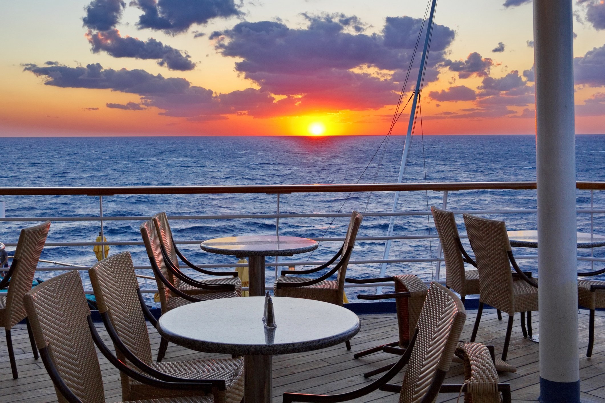 Orange Glow Sunset from the Cruise Ship Dining Deck
