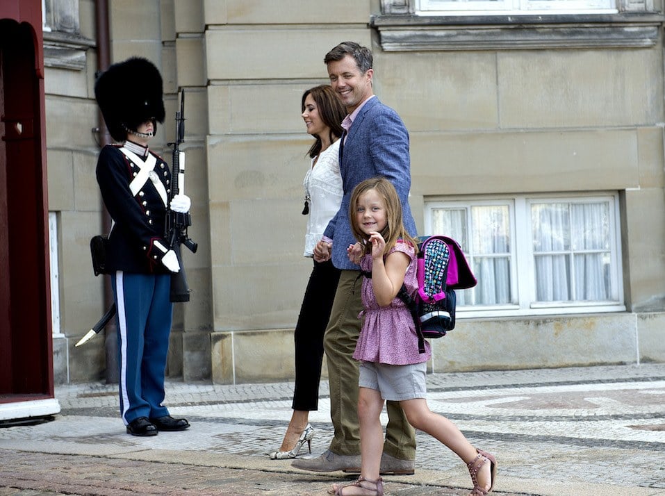 Danish Princess Isabella waves as she leaves with her parents Crown Prince Frederik and Crown Princess Mary at Amalienborg Palace in Copenhagen. Danish Princess Isabella waves as she leaves with her parents Crown Prince Frederik and Crown Princess Mary at Amalienborg Palace in Copenhagen.