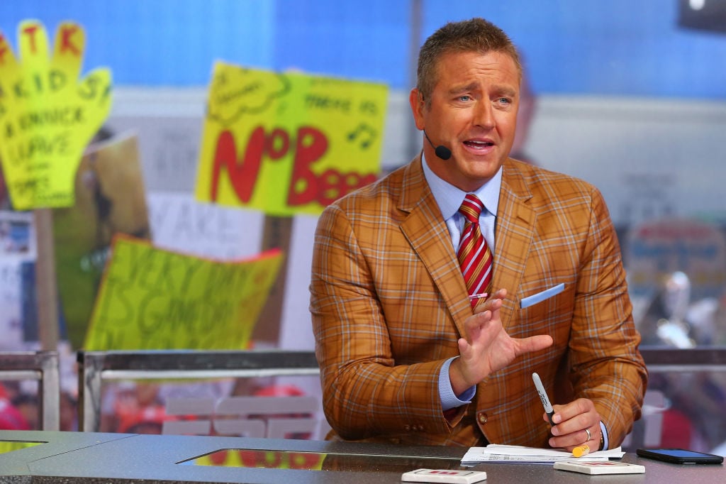 GameDay host Kirk Herbstreit is seen during ESPN's College GameDay show at Times Square