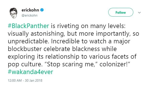 Eric Kohn says that Black Panther is visually astonishing.