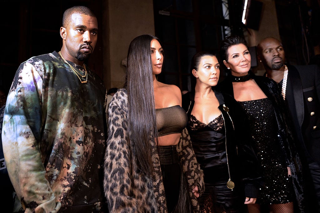 Kanye West, Kim Kardashian, Kourtney Kardashian, Kris Jenner and Corey Gamble attend the Off-white 2017 Spring/Summer ready-to-wear collection fashion show Kanye West, Kim Kardashian, Kourtney Kardashian, Kris Jenner and Corey Gamble attend the Off-white 2017 Spring/Summer ready-to-wear collection fashion show