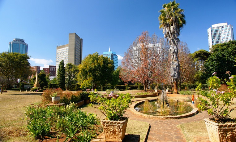 City of Harare viewed from the Harare Central Park, Harare, Zimbabwe